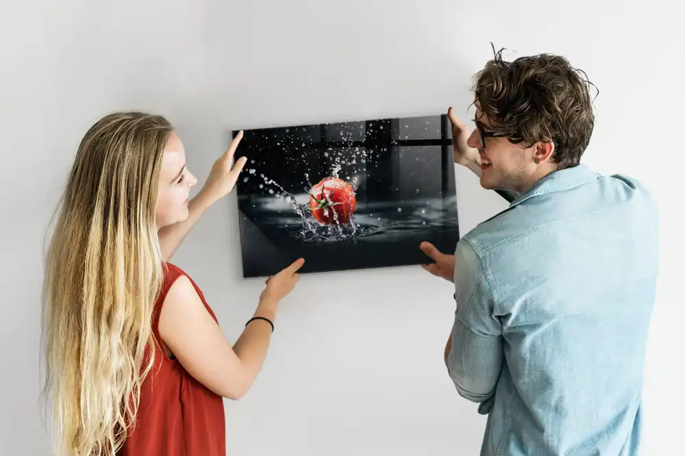 Tableau en verre magnétique motif légumes rouges