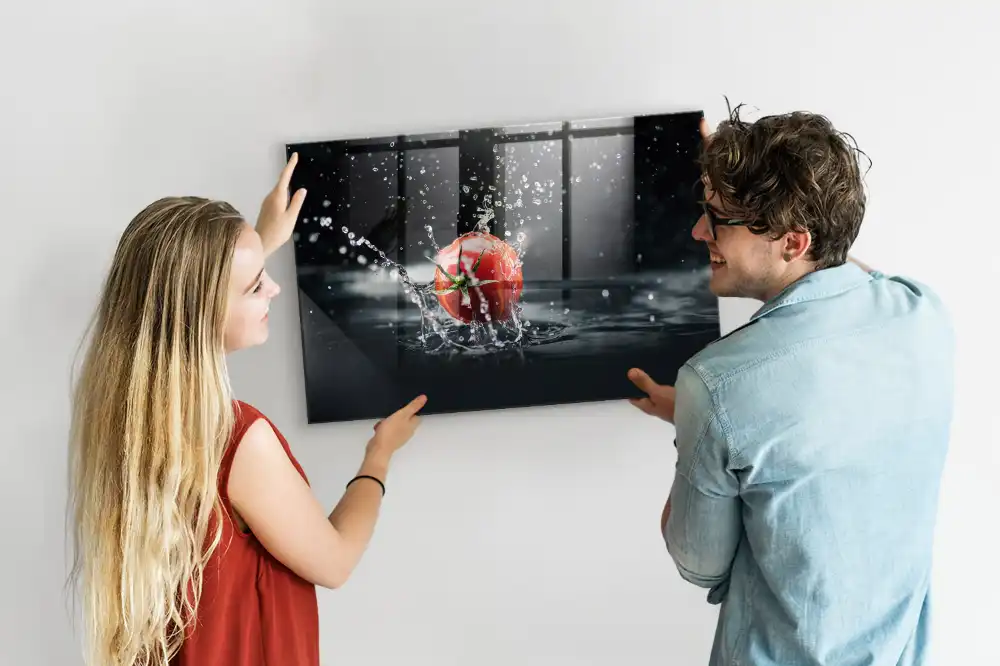 Tableau en verre magnétique motif légumes rouges