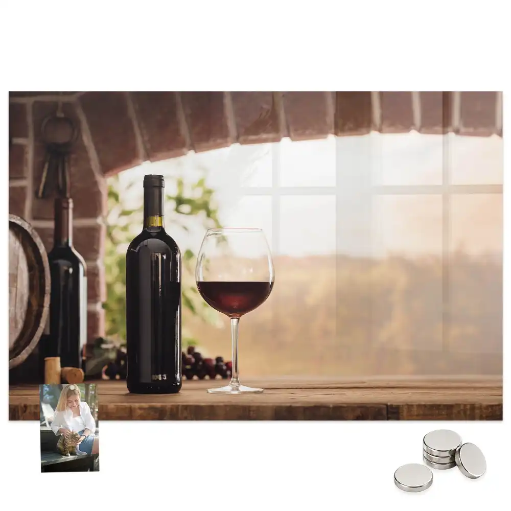 Tableau magnétique en verre motif verres à boisson