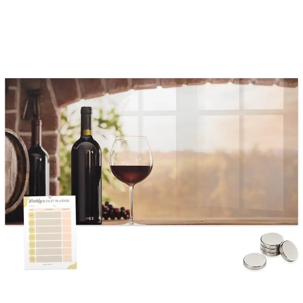Tableau magnétique en verre motif verres à boisson