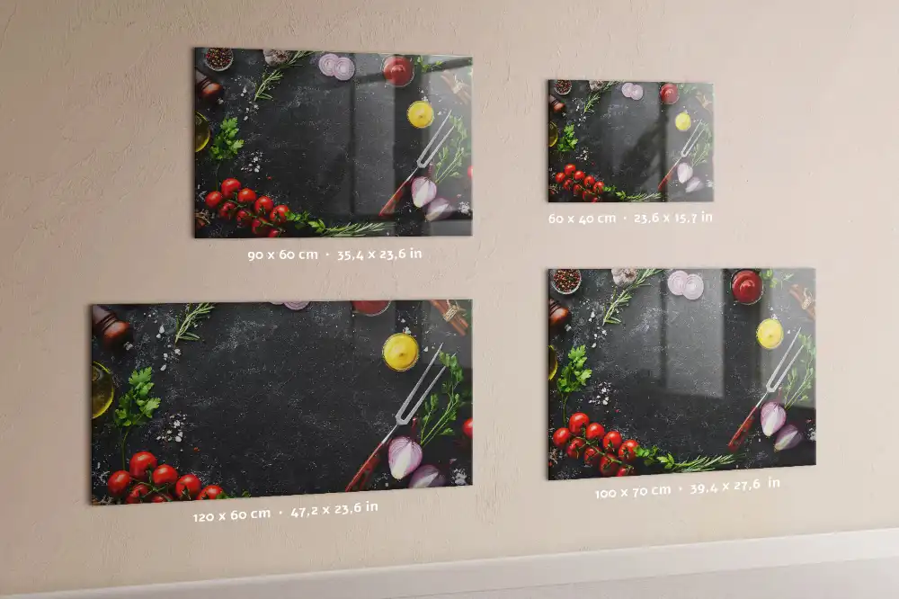 Tableau magnétique pour magnets de légumes sur comptoir de cuisine