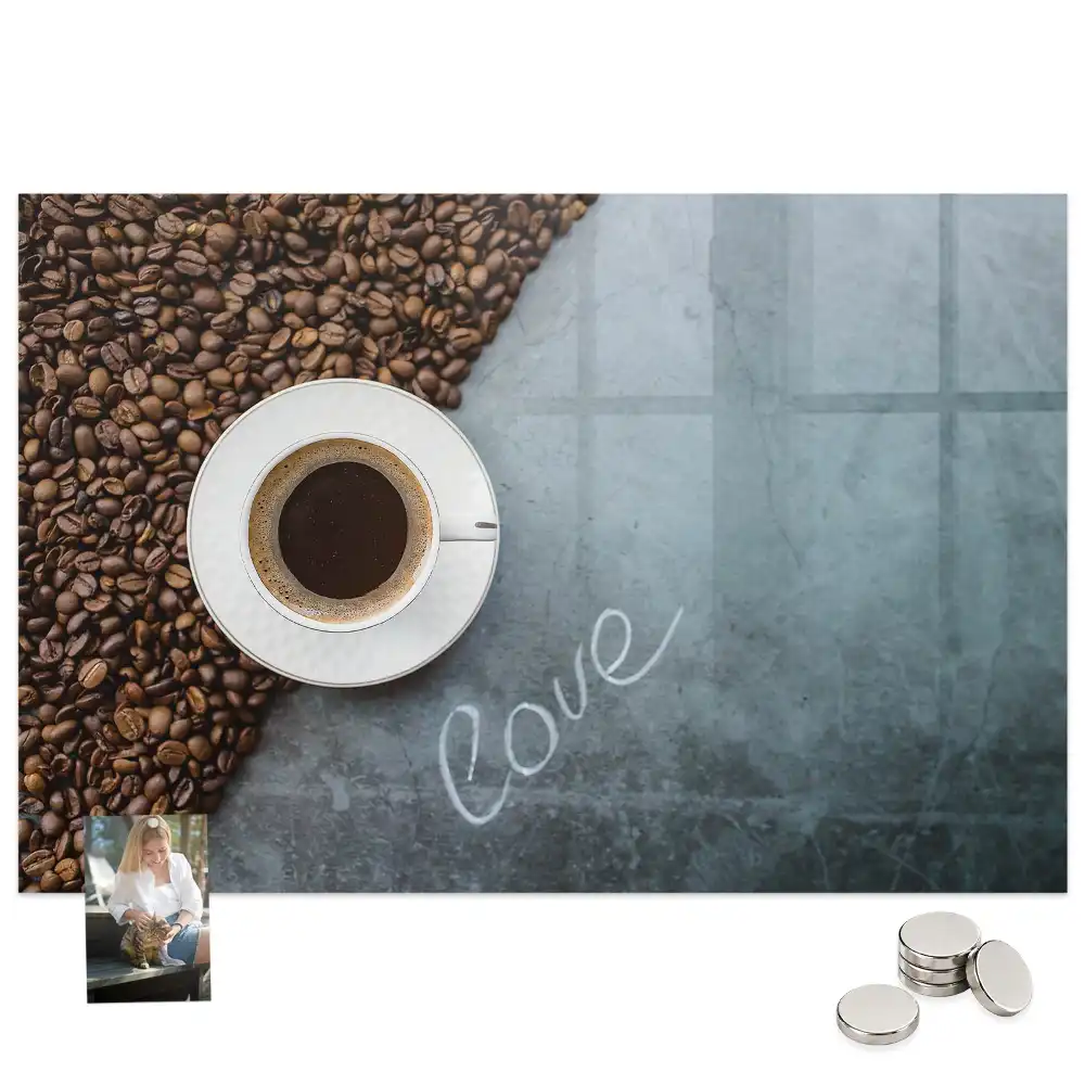 Tableau magnétique en verre motif tasse de boisson