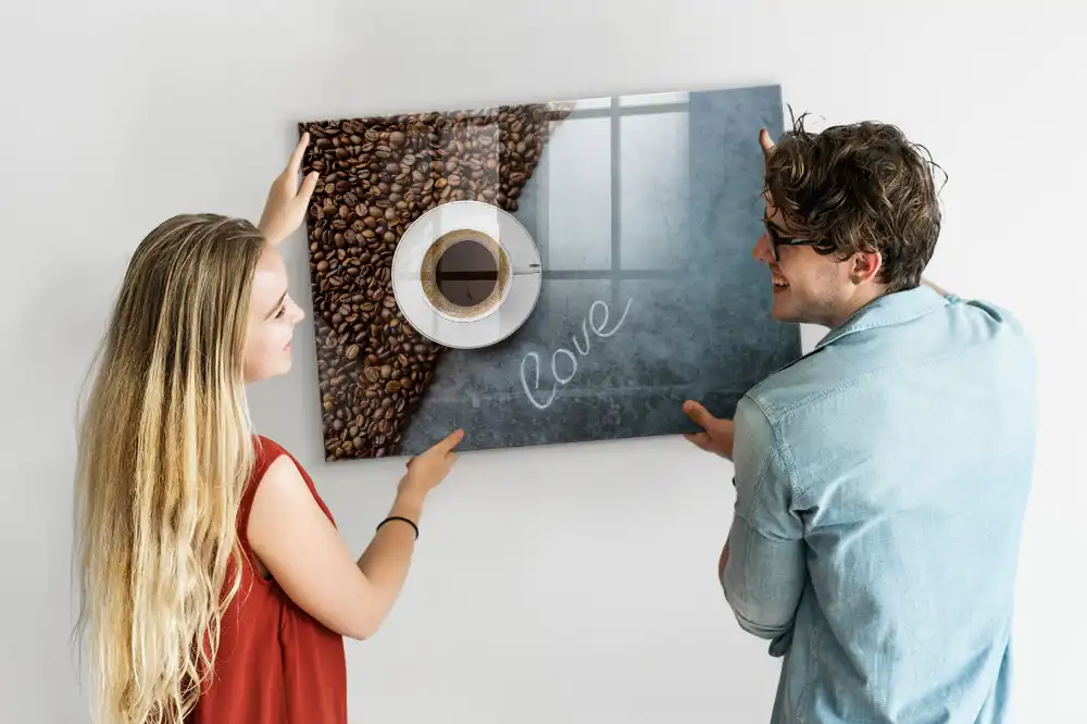 Tableau magnétique en verre motif tasse de boisson