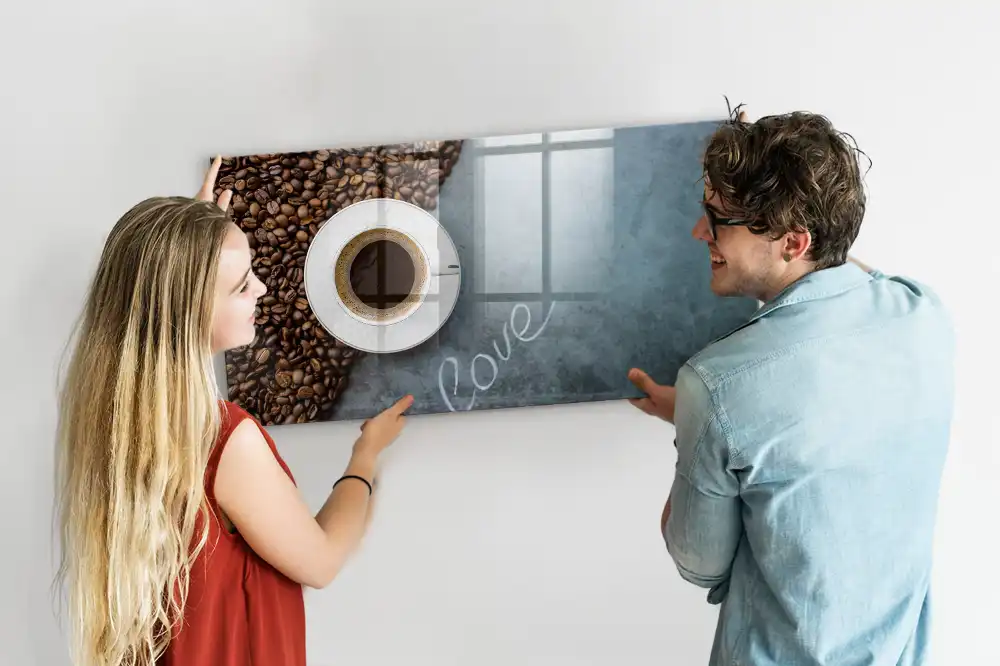 Tableau magnétique en verre motif tasse de boisson