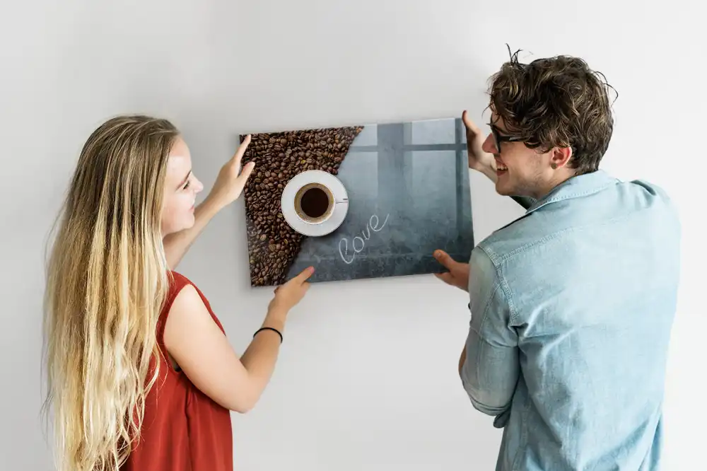 Tableau magnétique en verre motif tasse de boisson