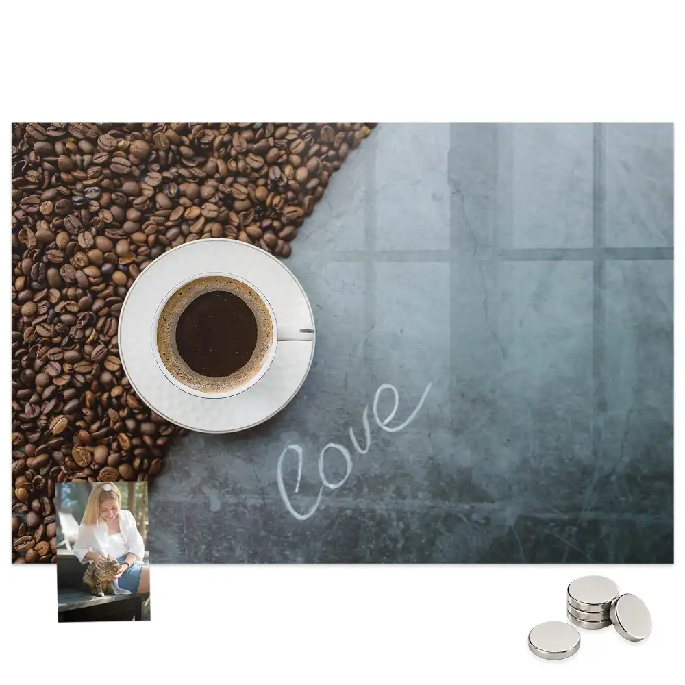 Tableau magnétique en verre motif tasse de boisson