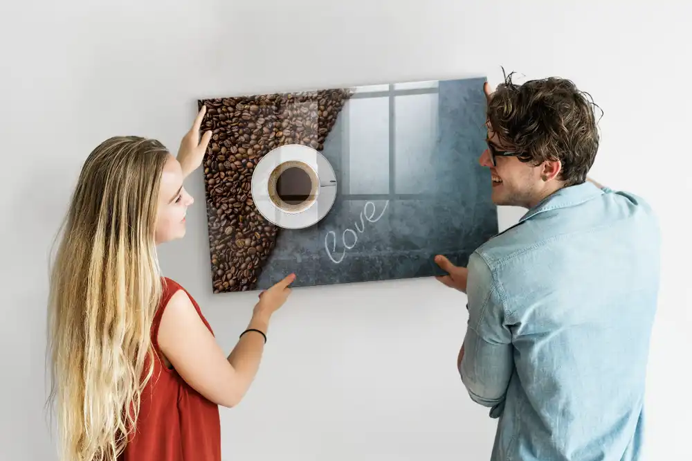 Tableau magnétique en verre motif tasse de boisson