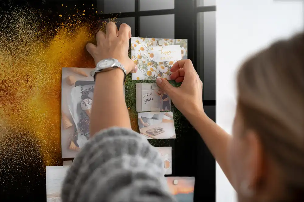 Tableau magnétique en verre motif herbes dispersées