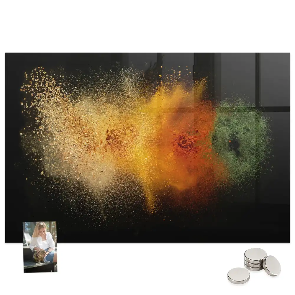 Tableau magnétique en verre motif herbes dispersées