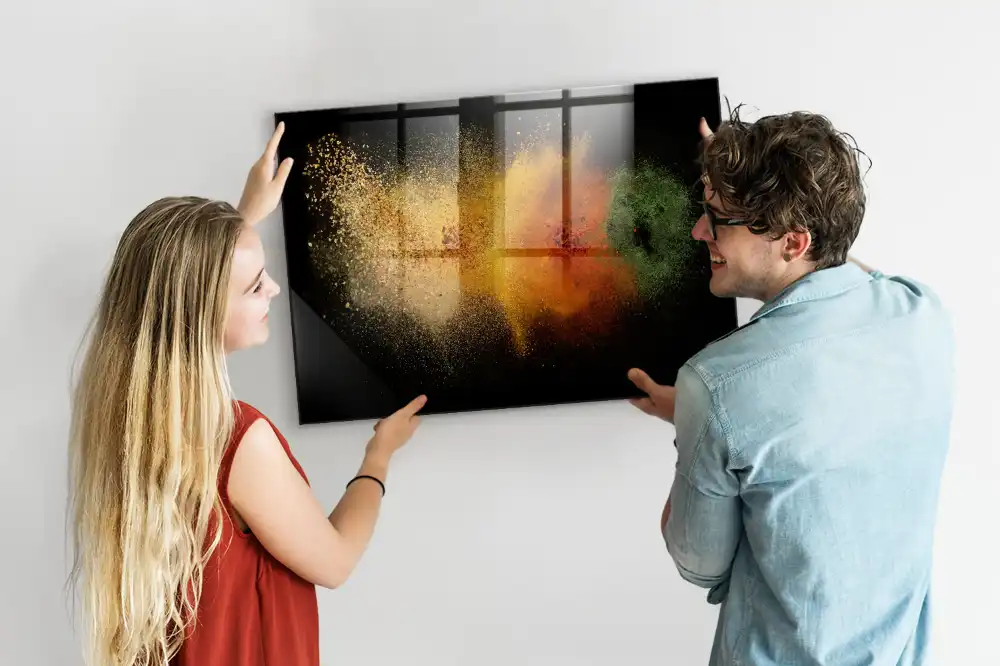 Tableau magnétique en verre motif herbes dispersées