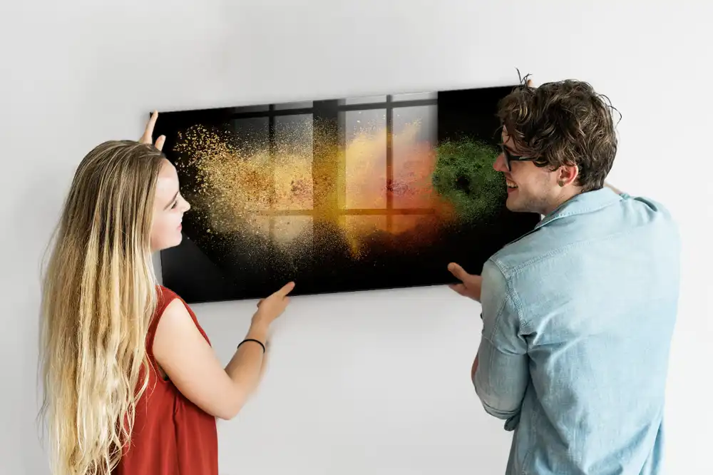 Tableau magnétique en verre motif herbes dispersées
