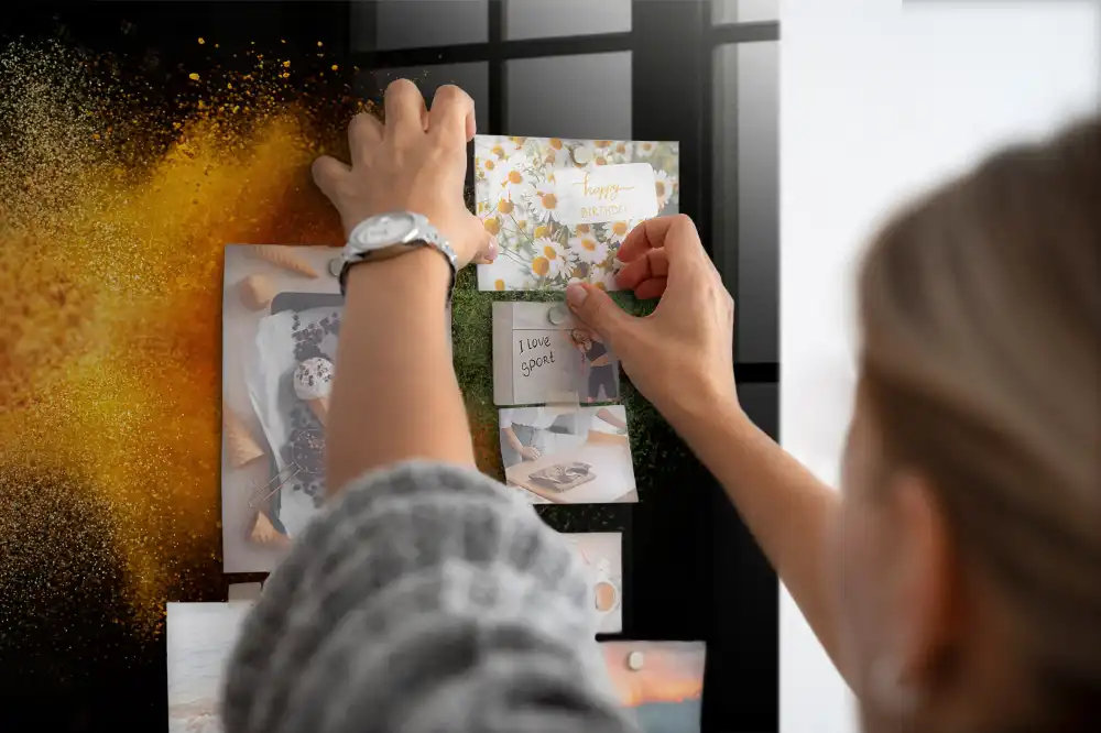 Tableau magnétique en verre motif herbes dispersées