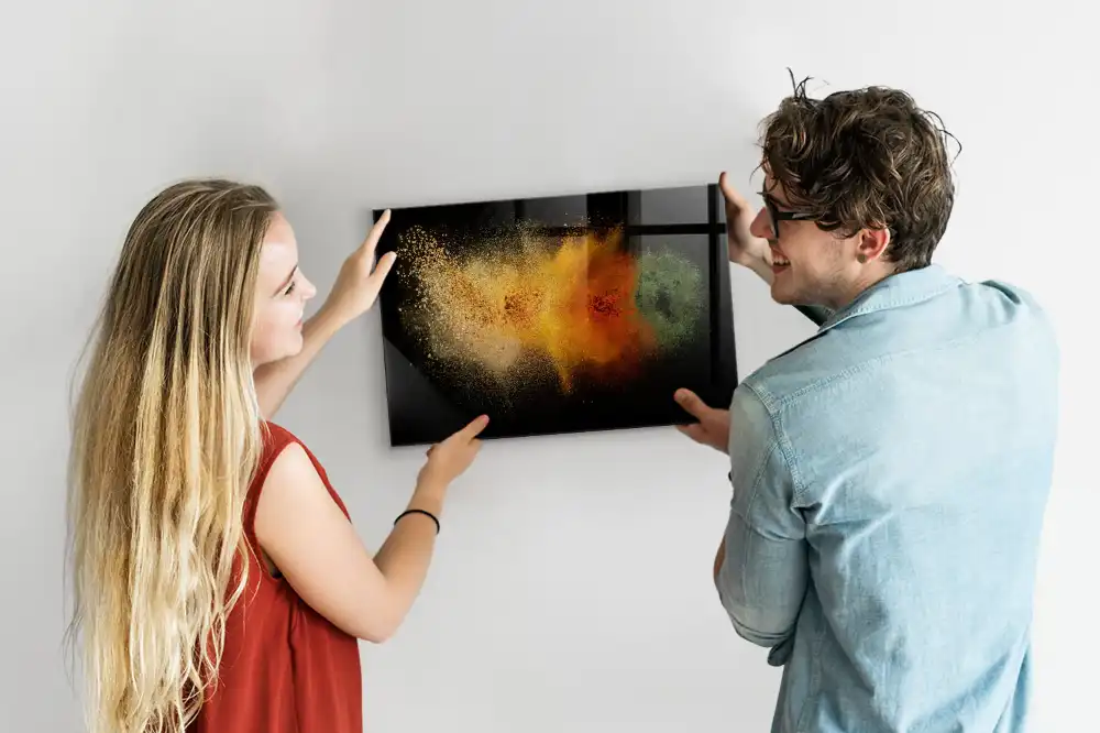 Tableau magnétique en verre motif herbes dispersées