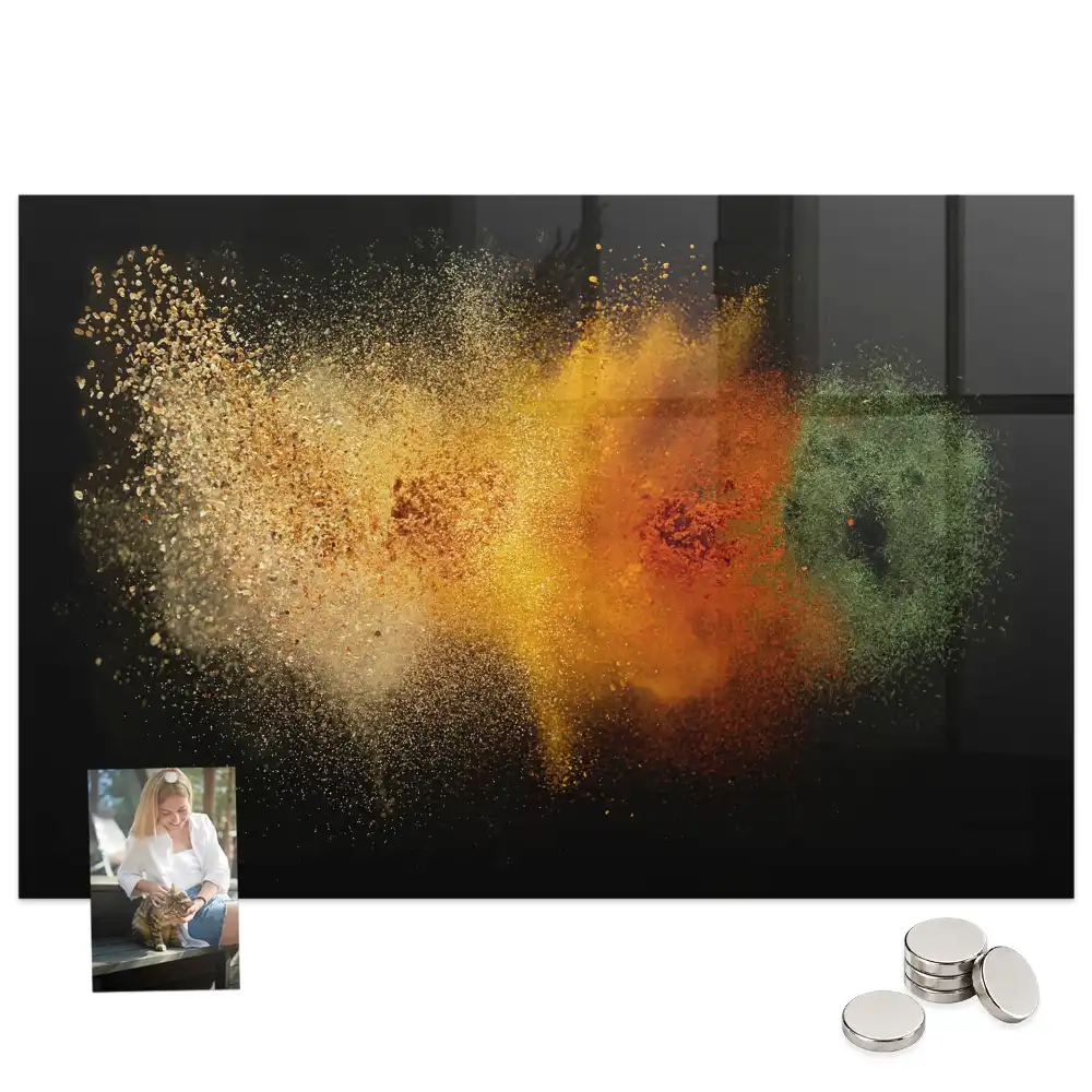 Tableau magnétique en verre motif herbes dispersées