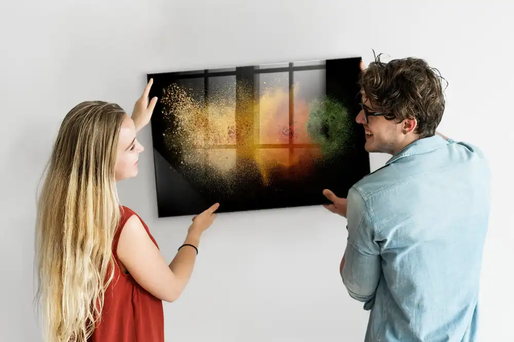 Tableau magnétique en verre motif herbes dispersées