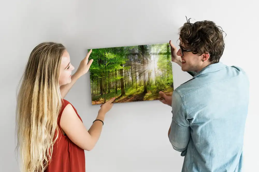 Tableau en verre magnétique Forêt le matin