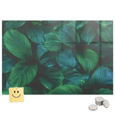 Tableau magnétique en verre motif feuilles caduques