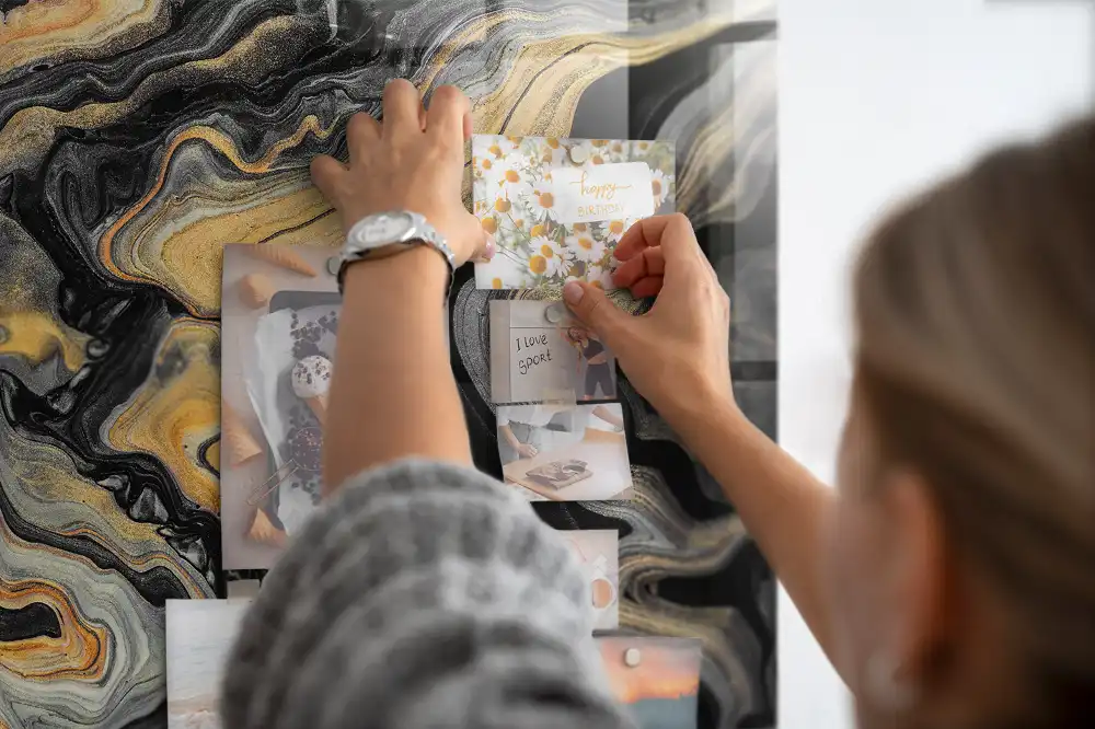 Tableau magnétique effet marbre doré