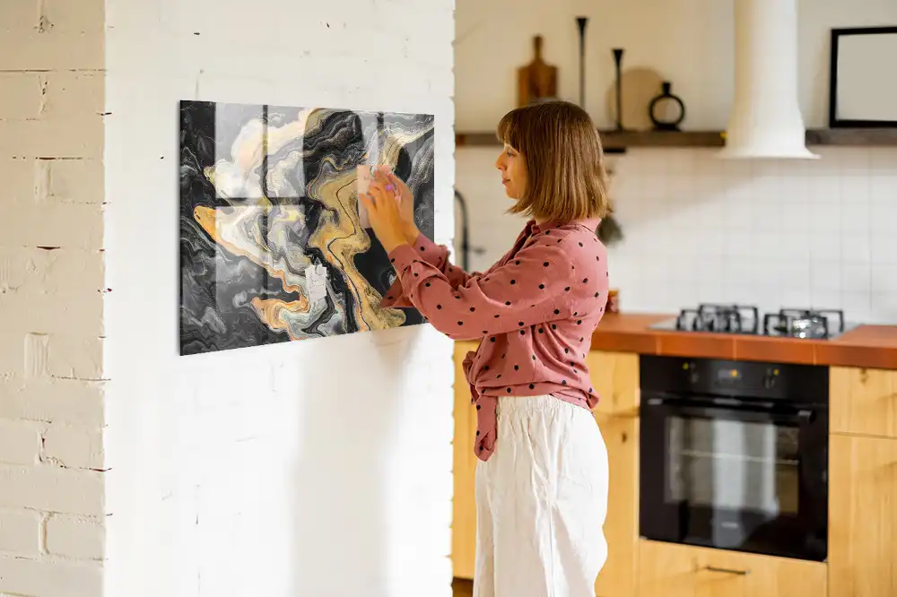 Tableau magnétique effet marbre doré