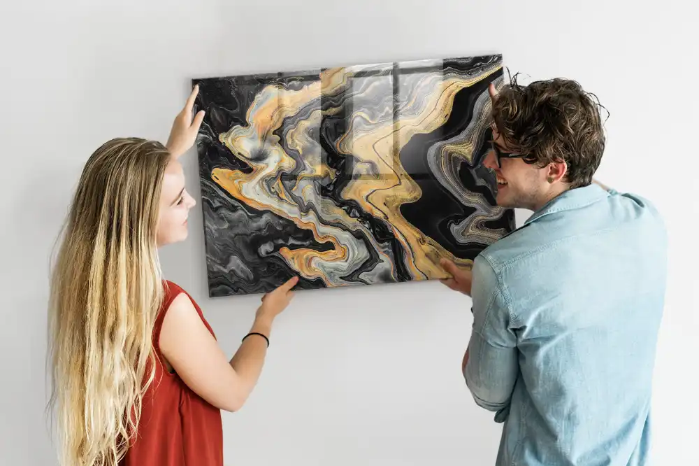Tableau magnétique effet marbre doré