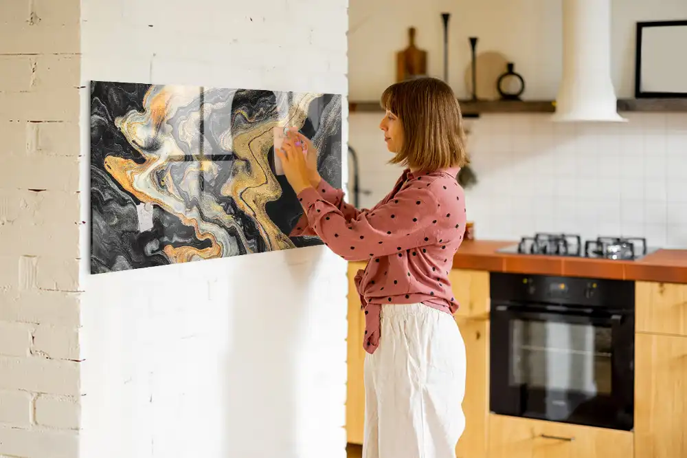 Tableau magnétique effet marbre doré