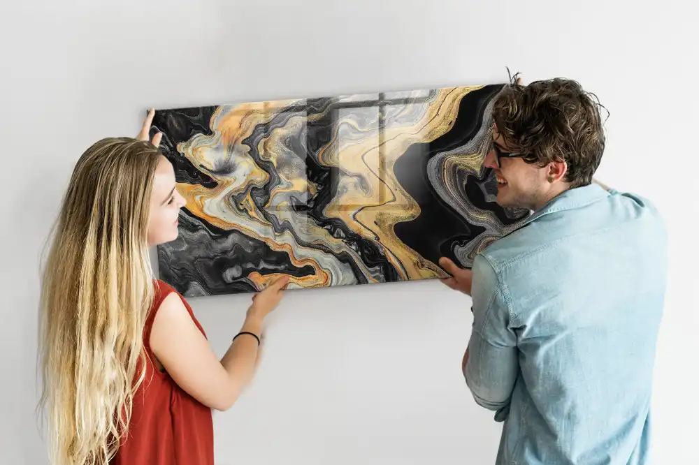 Tableau magnétique effet marbre doré