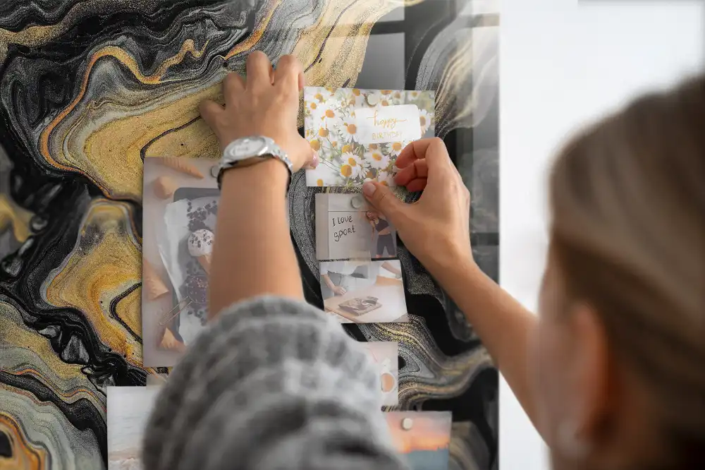Tableau magnétique effet marbre doré