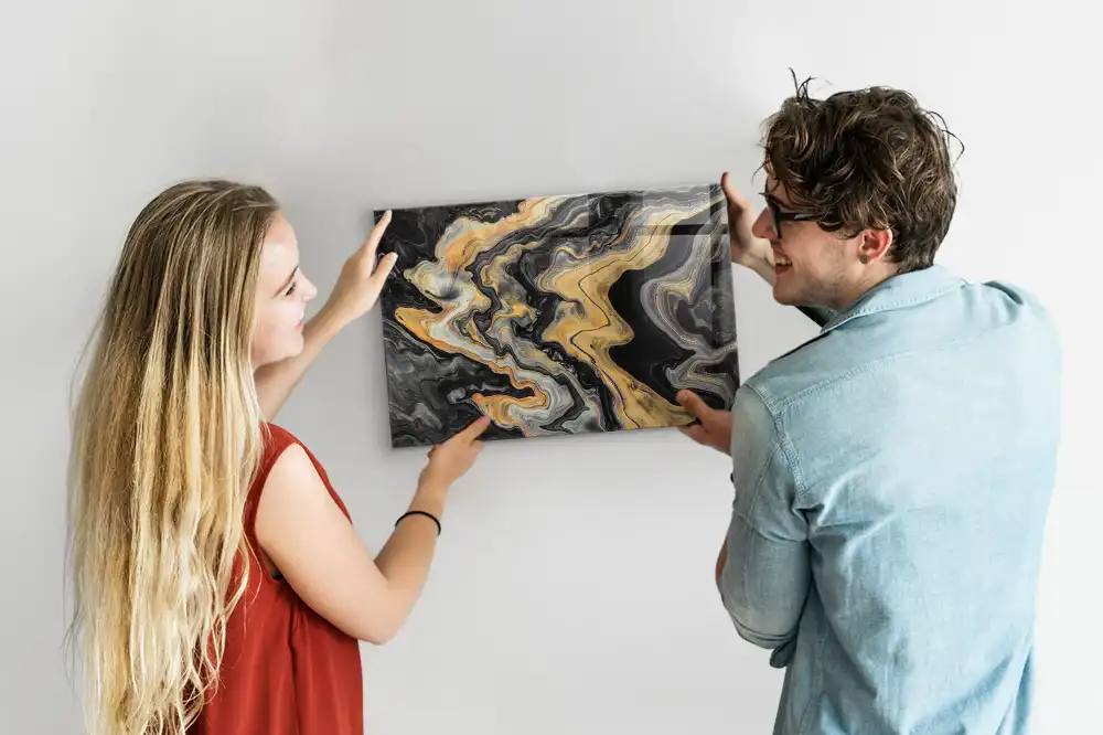 Tableau magnétique effet marbre doré
