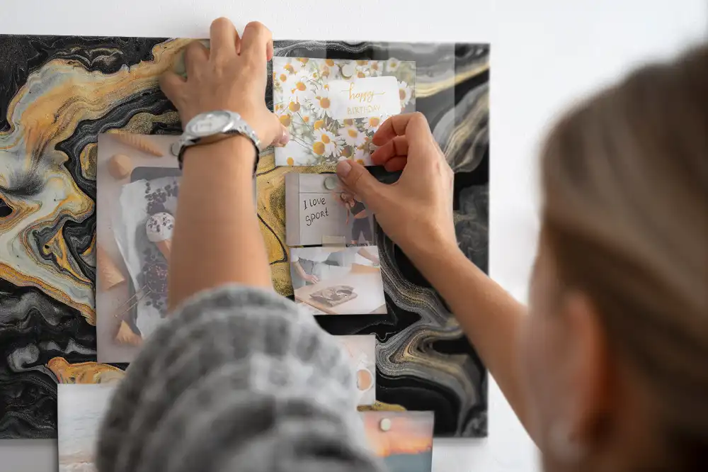 Tableau magnétique effet marbre doré