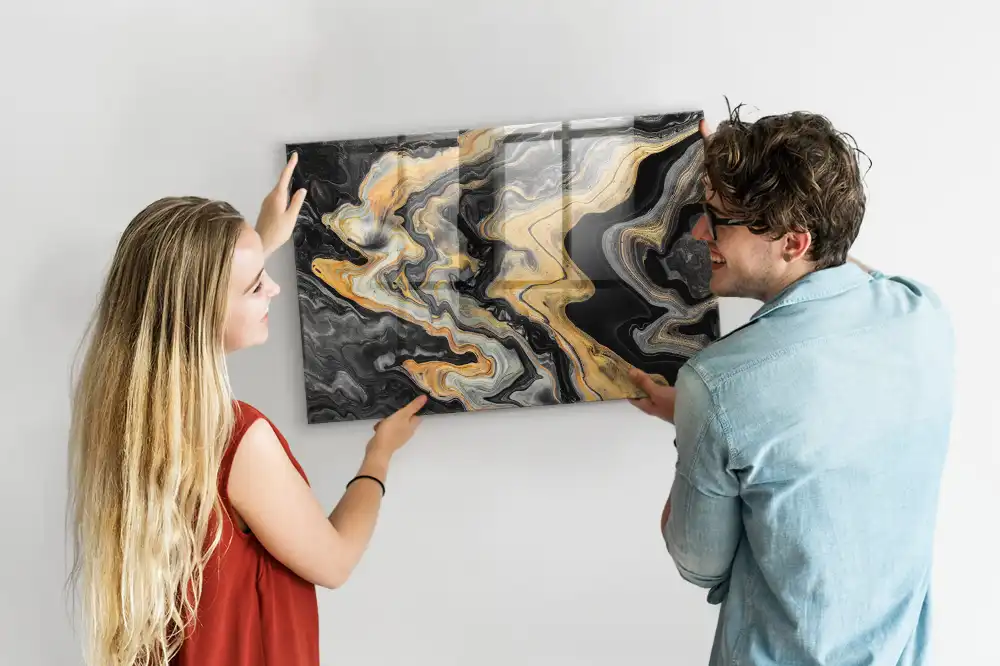Tableau magnétique effet marbre doré