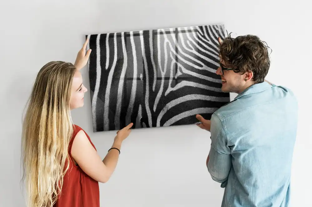 Tableau magnétique en verre motif rayures de zèbre