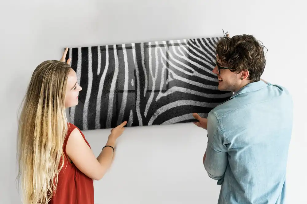Tableau magnétique en verre motif rayures de zèbre