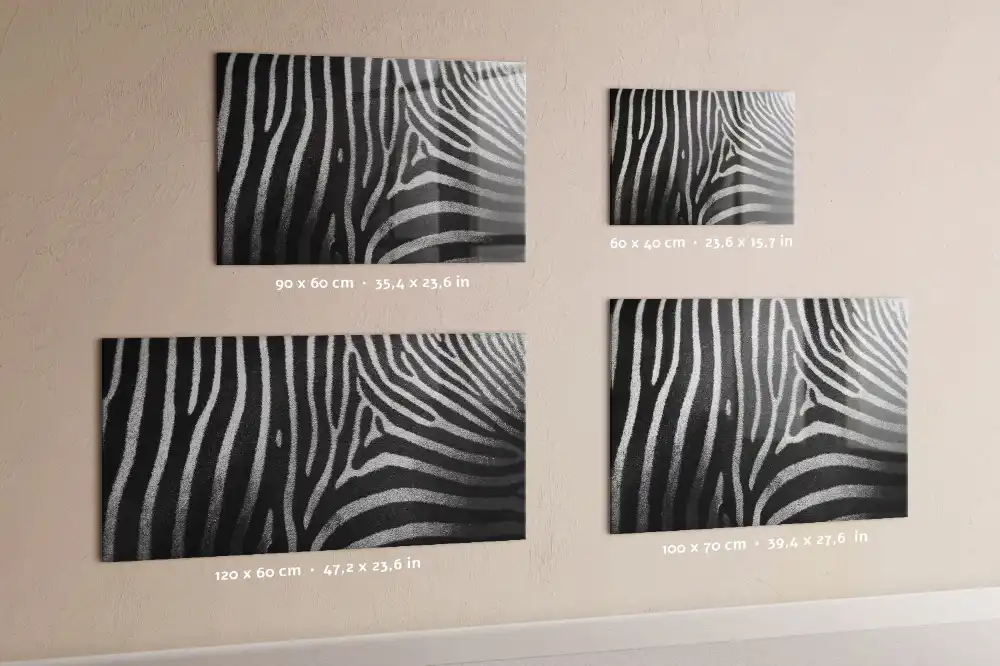 Tableau magnétique en verre motif rayures de zèbre
