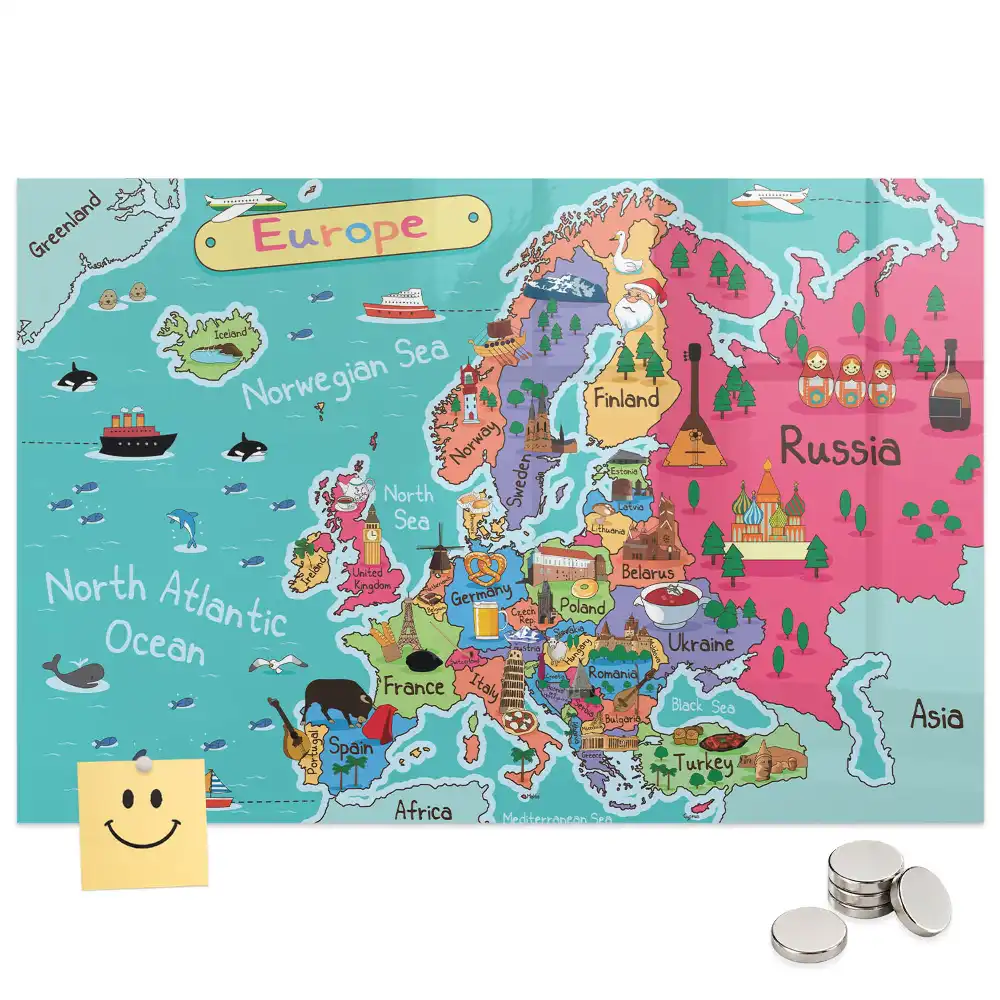 Tableau magnétique carte du continent européen