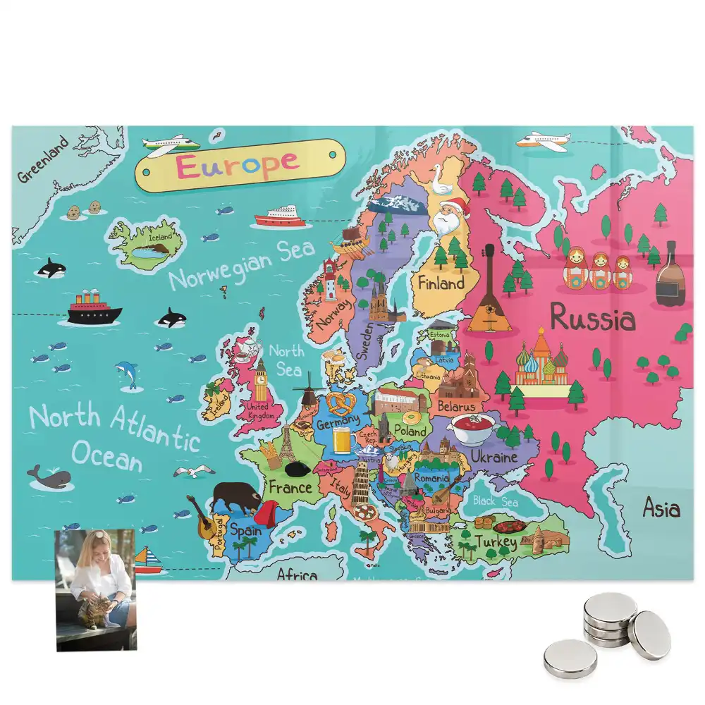 Tableau magnétique carte du continent européen