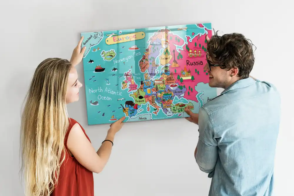 Tableau magnétique carte du continent européen