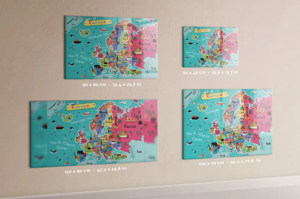 Tableau magnétique carte du continent européen