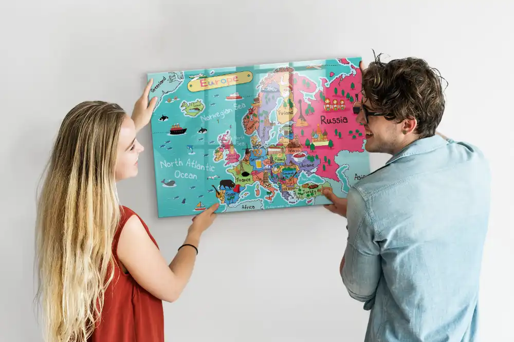 Tableau magnétique carte du continent européen