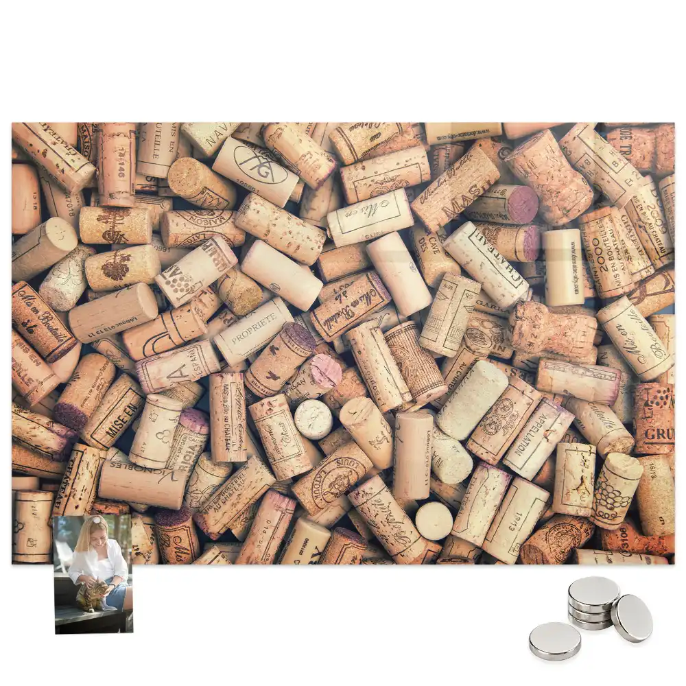 Tableau aimanté décoratif pour bouchons de bouteille