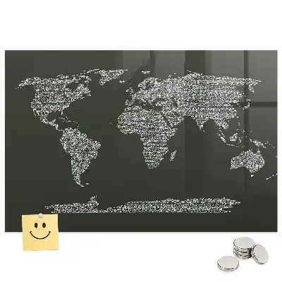 Tableau magnétique avec magnets de la division géographique du monde