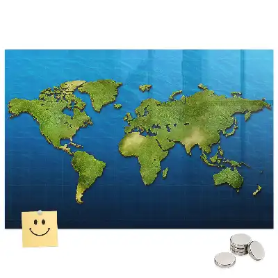 Tableau magnétique en verre motif mappemonde atlas