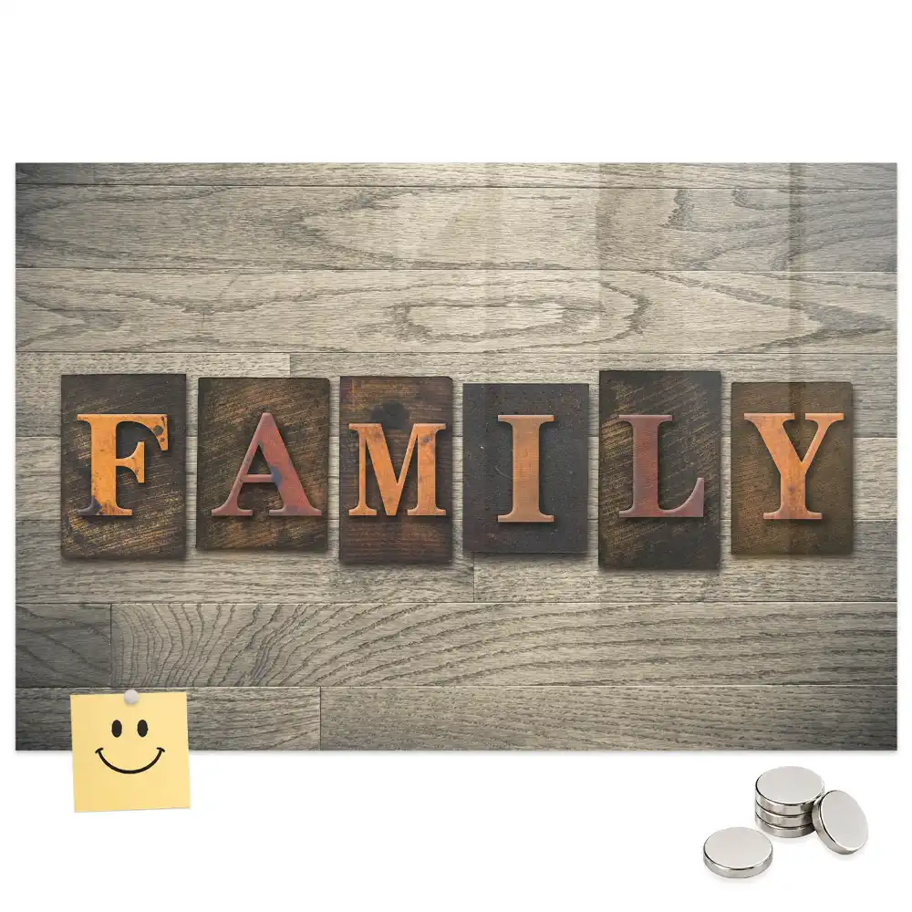 Tableau mural magnétique avec inscription familiale