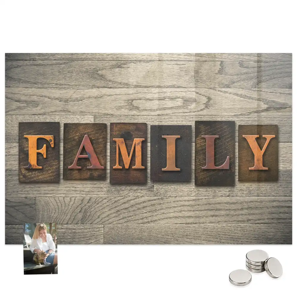 Tableau mural magnétique avec inscription familiale