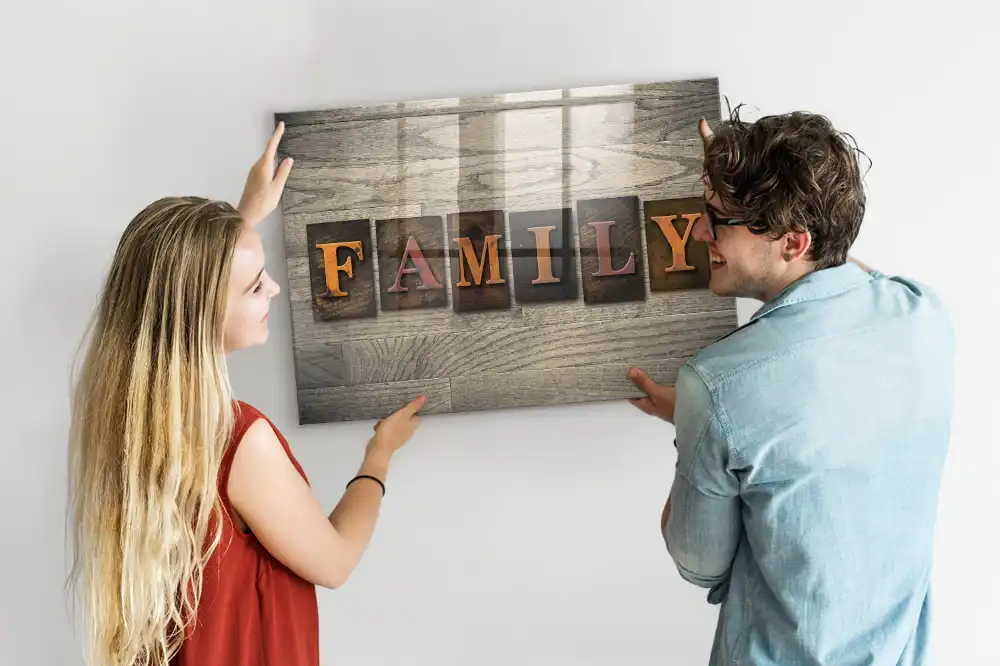 Tableau mural magnétique avec inscription familiale