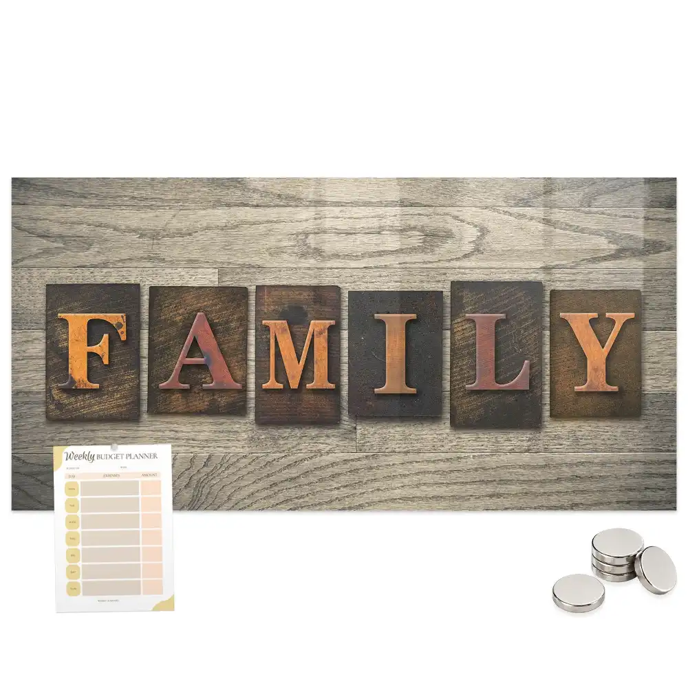Tableau mural magnétique avec inscription familiale