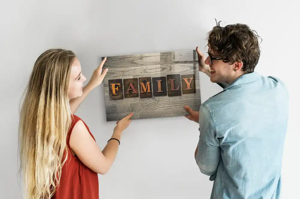 Tableau mural magnétique avec inscription familiale