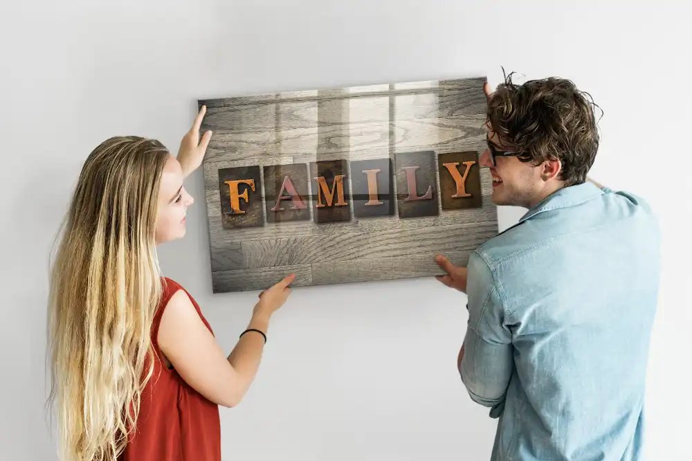Tableau mural magnétique avec inscription familiale