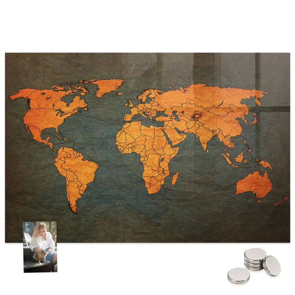 Tableau décoratif magnétique planisphère mondial