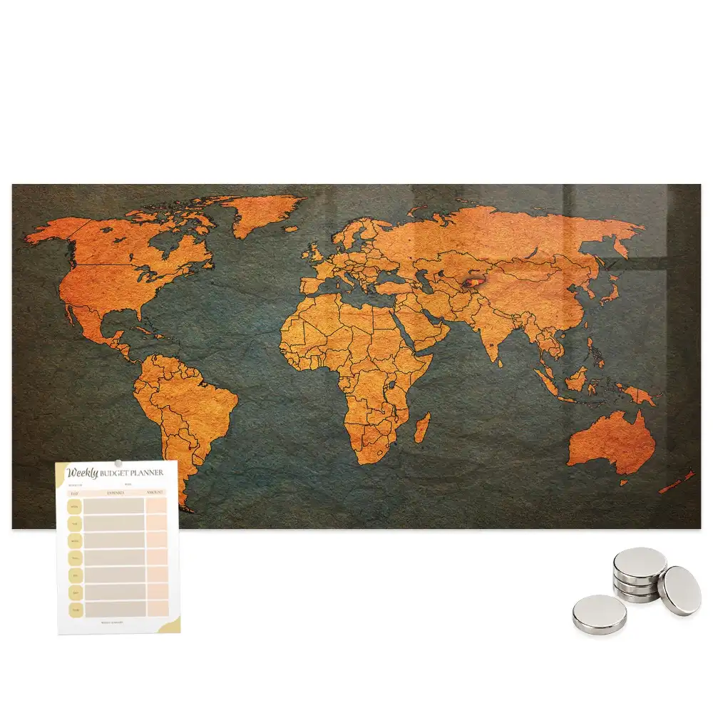 Tableau décoratif magnétique planisphère mondial