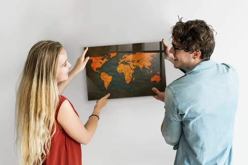 Tableau décoratif magnétique planisphère mondial